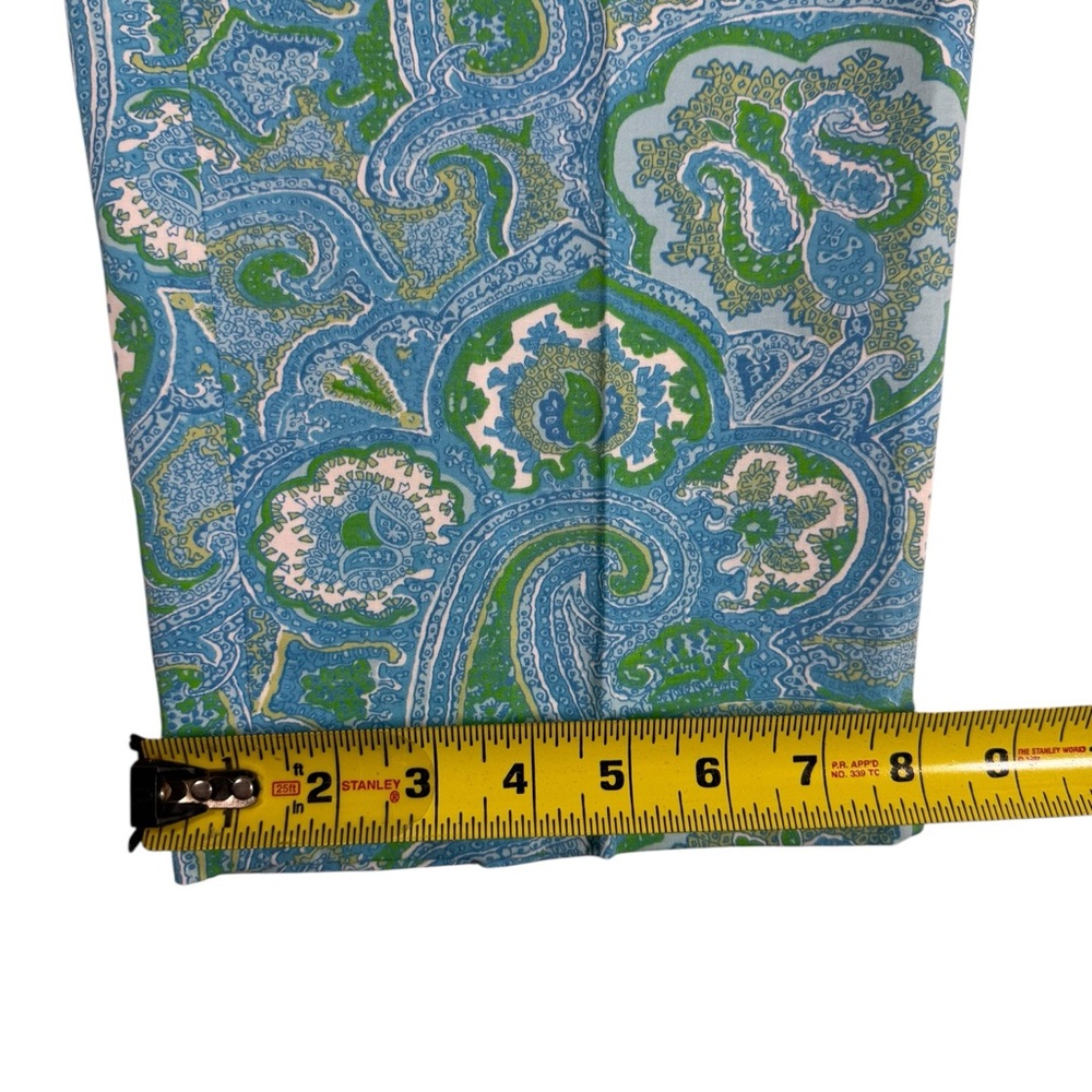 Talbots Woman 14W Paisley Heritage Pants Blue Green Stretch Cotton Casual NWT - Picture 6 of 8